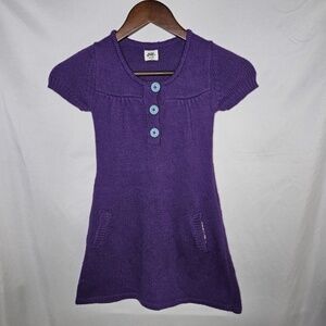 Girls Mini Boden Purple Sweater Dress Angora Rabbit Cashmere Pockets 5 6Y